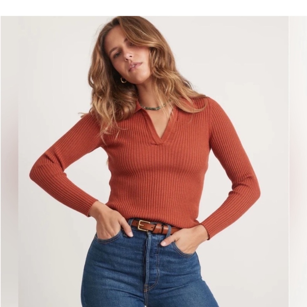 Marine Layer Women's V-Neck Sweater - Rust